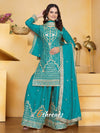 Premium Fox Georgette Long Kurti & Embroidered purple colour Pant Suit Set