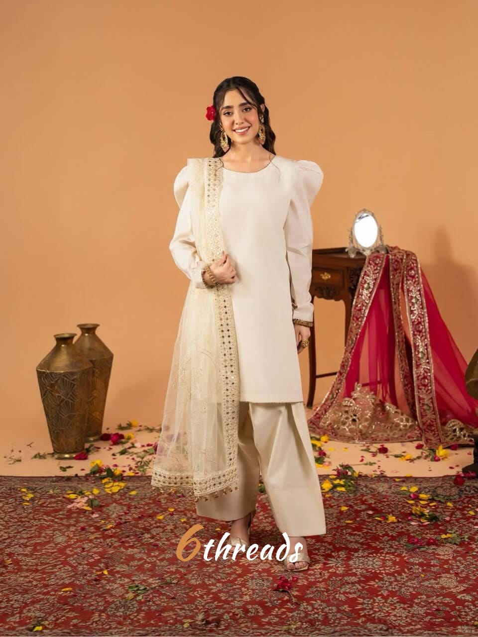 Premium Natural Crepe Silk Farshi Salwar Set with Heavy Sequence Net Dupatta