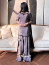 Premium Natural Crepe Silk Top & Farshi Salwar Set with Beads Handwork & Organza Dupatta