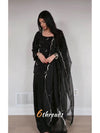 Premium Natural Crepe Silk Top & Farshi Salwar Set with Zari Embroidery & Organza Dupatta