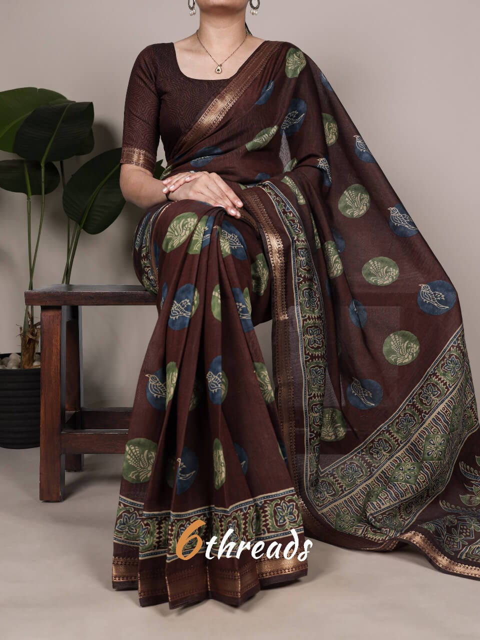 Premium P.V. Chanderi Printed Saree with Elegant Drape