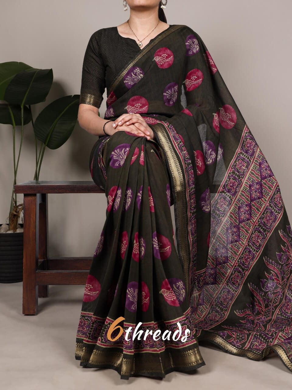 Premium P.V. Chanderi Printed Saree with Elegant Drape