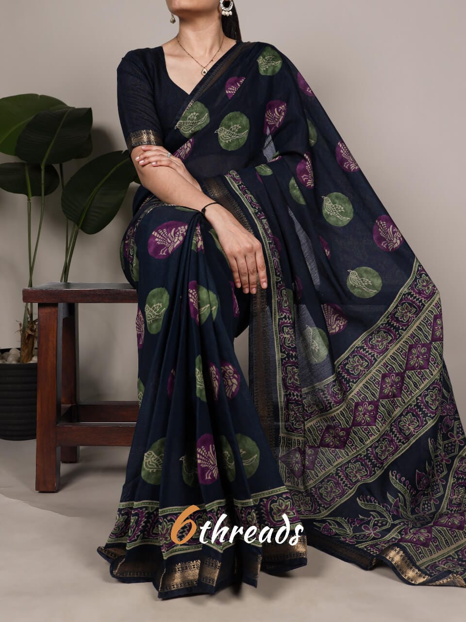 Premium P.V. Chanderi Printed Saree with Elegant Drape