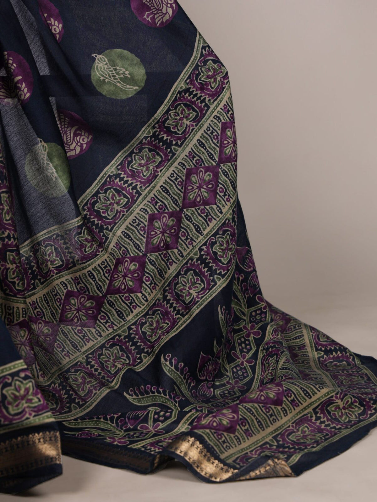 Premium P.V. Chanderi Printed Saree with Elegant Drape