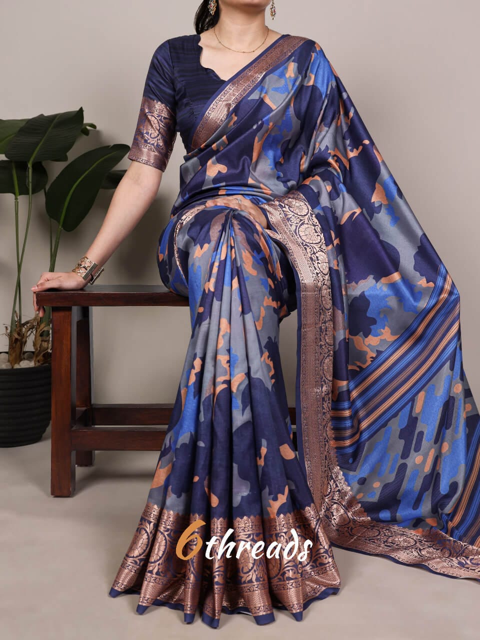 Premium Tasar Silk Heritage Saree with Designer Prints & Viscose Border
