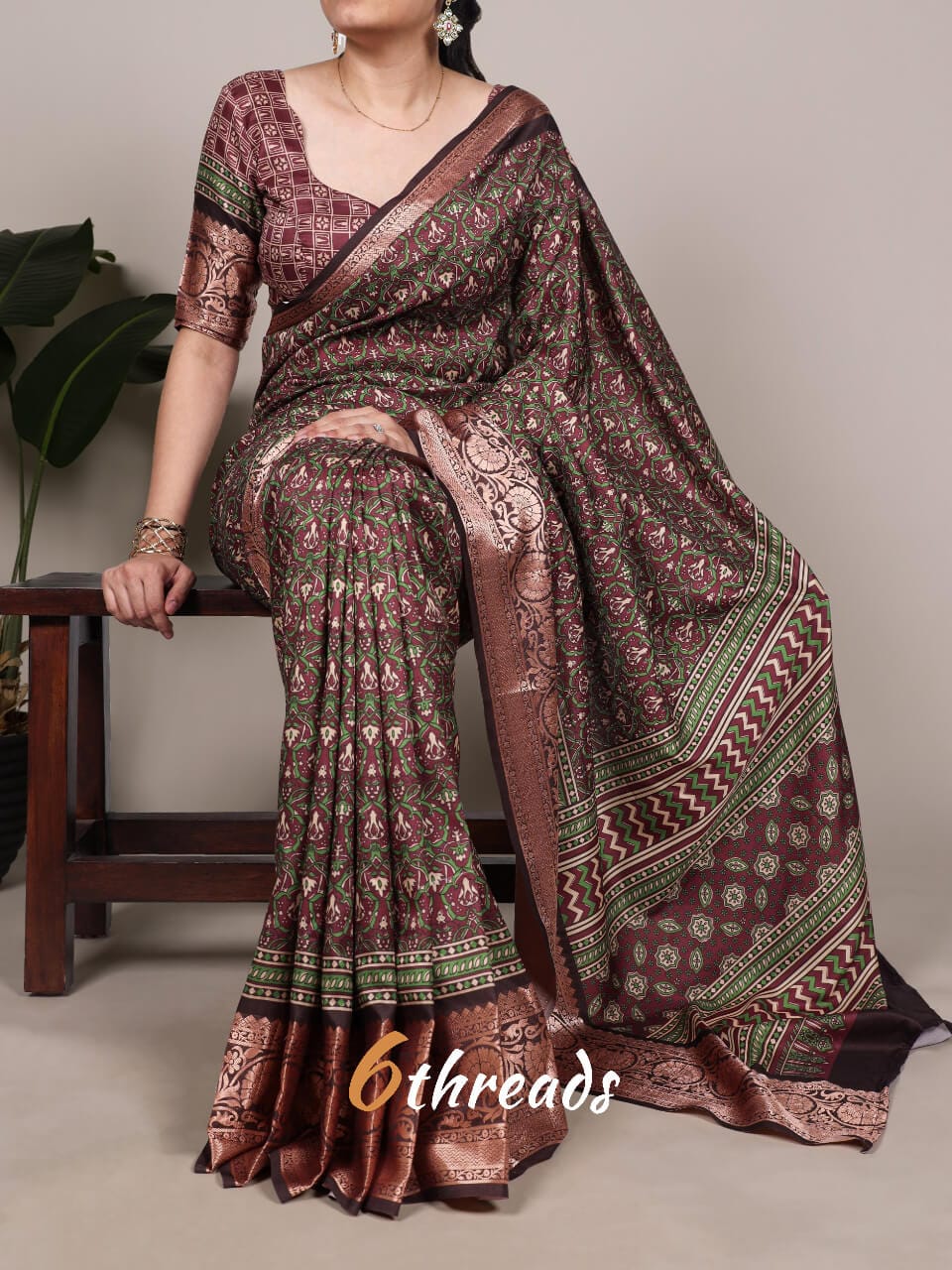 Premium Tasar Silk Heritage Saree with Designer Prints & Viscose Border