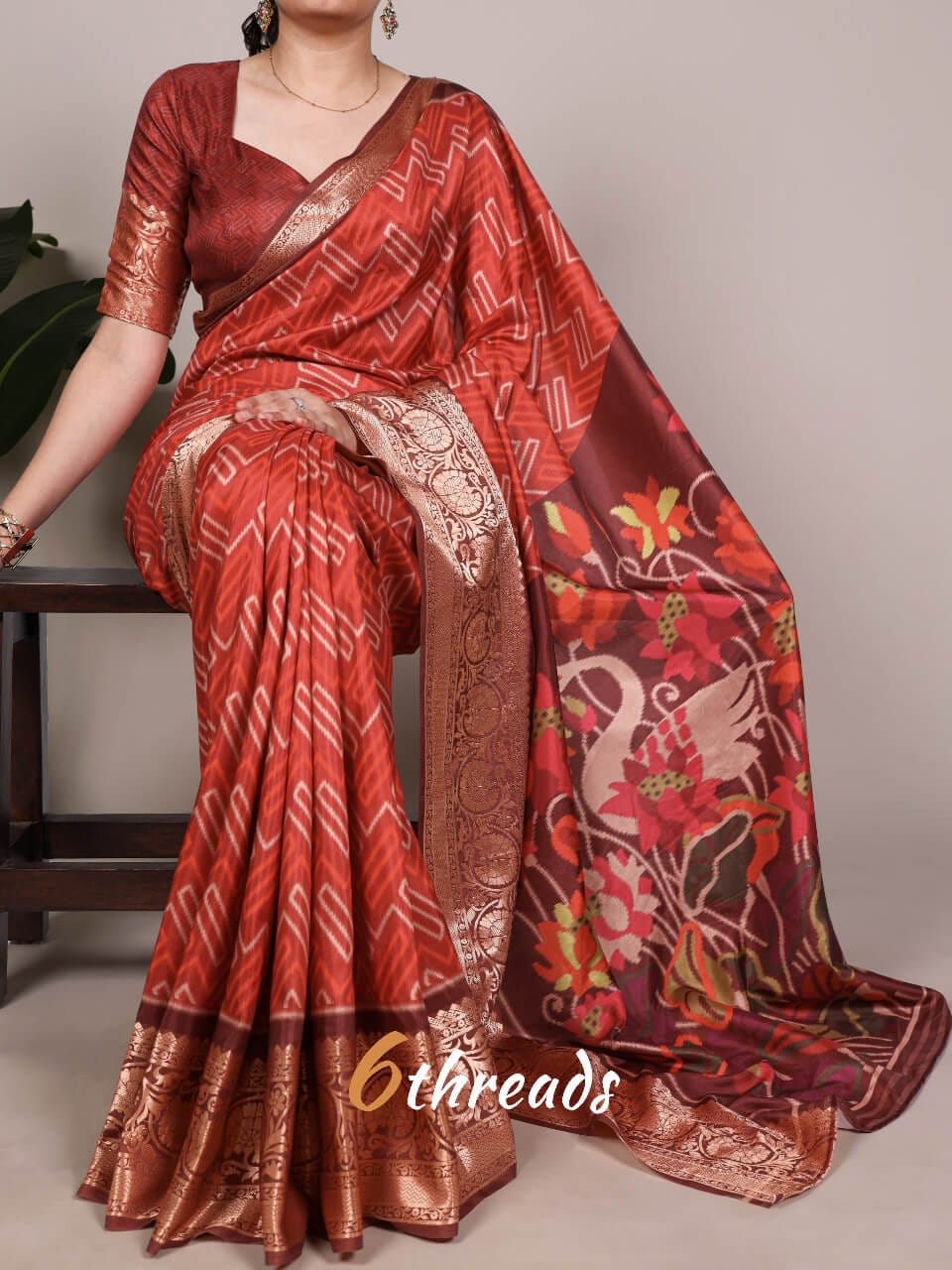 Premium Tasar Silk Heritage Saree with Designer Prints & Viscose Border