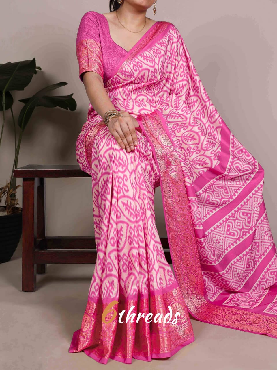 Premium Tasar Silk Heritage Saree with Designer Prints & Viscose Border