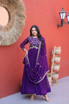 Premium Faux Blooming Embroidered Gown & Dupatta Set