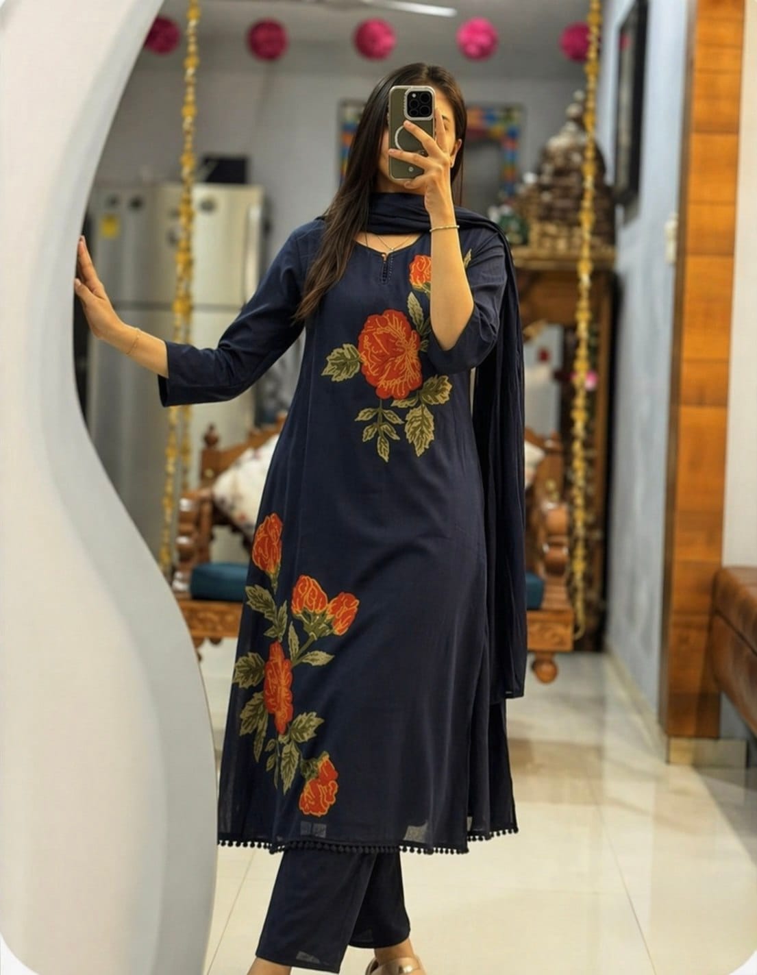 Premium Jaipur Cotton 60x60 Kurti Pant & Dupatta Set