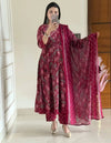 Premium Jaipuri Cotton 60x60 Anarkali Round Kurti, Pant & Block Print Dupatta Set