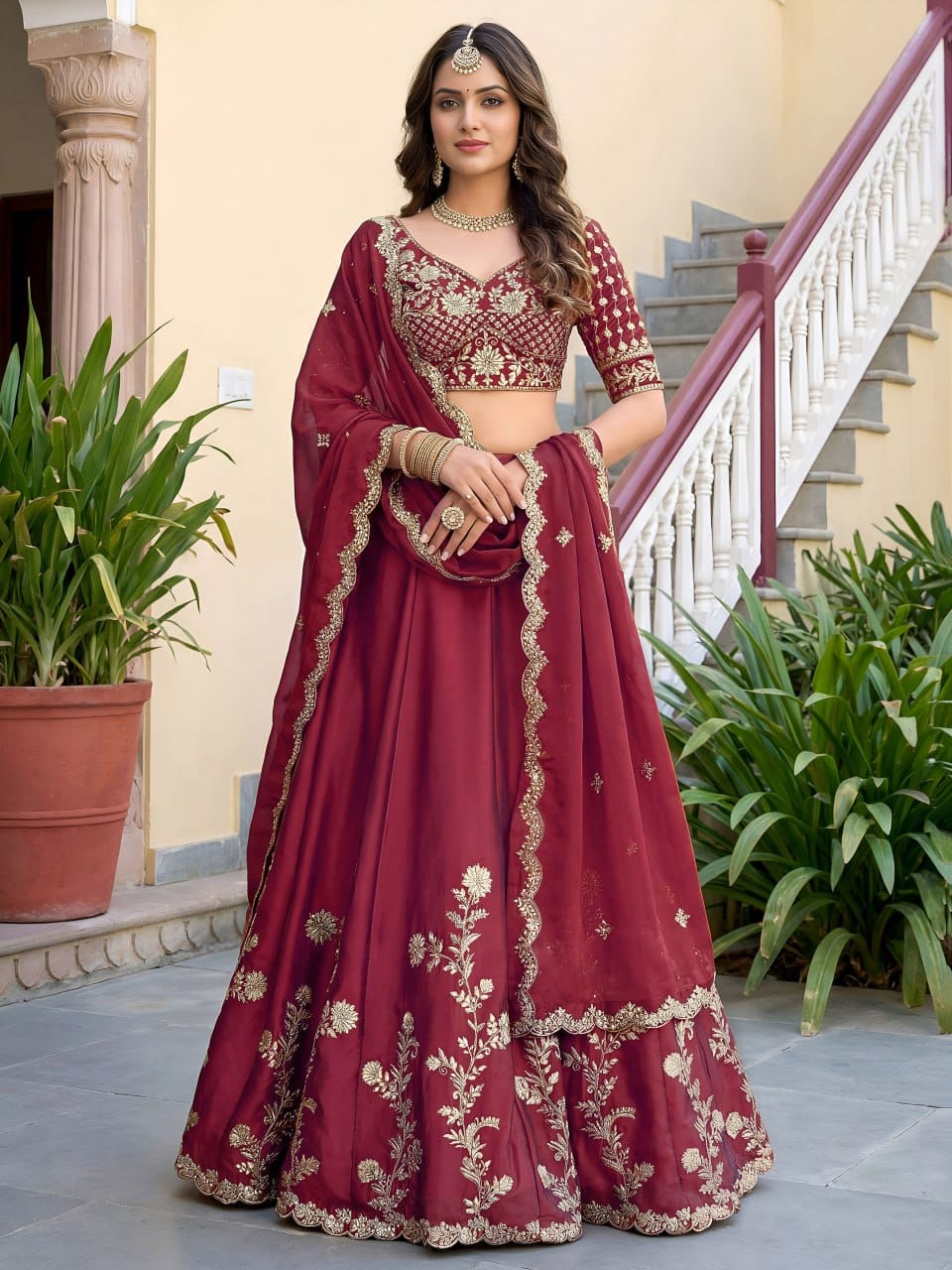 Premium Rangoli Silk Heavy Embroidered Lehenga Choli Set with Canvas & Can-Can Layering