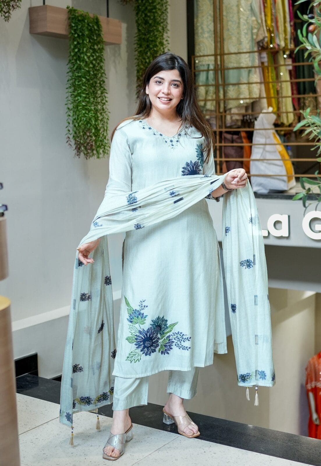 Premium Summer Special Pure Lilan Suit, Maharaja Pant & Printed Dupatta Set