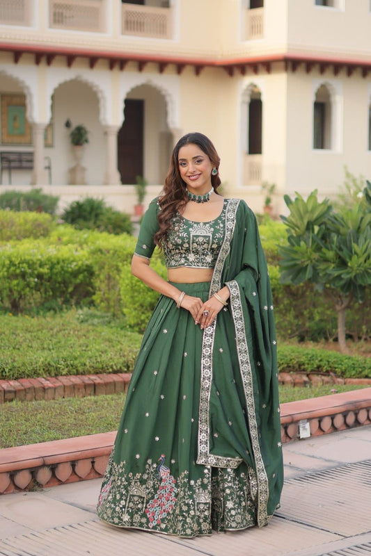 Premium Vichitra Silk Sequins & Zari Embroidered Lehenga Choli Set