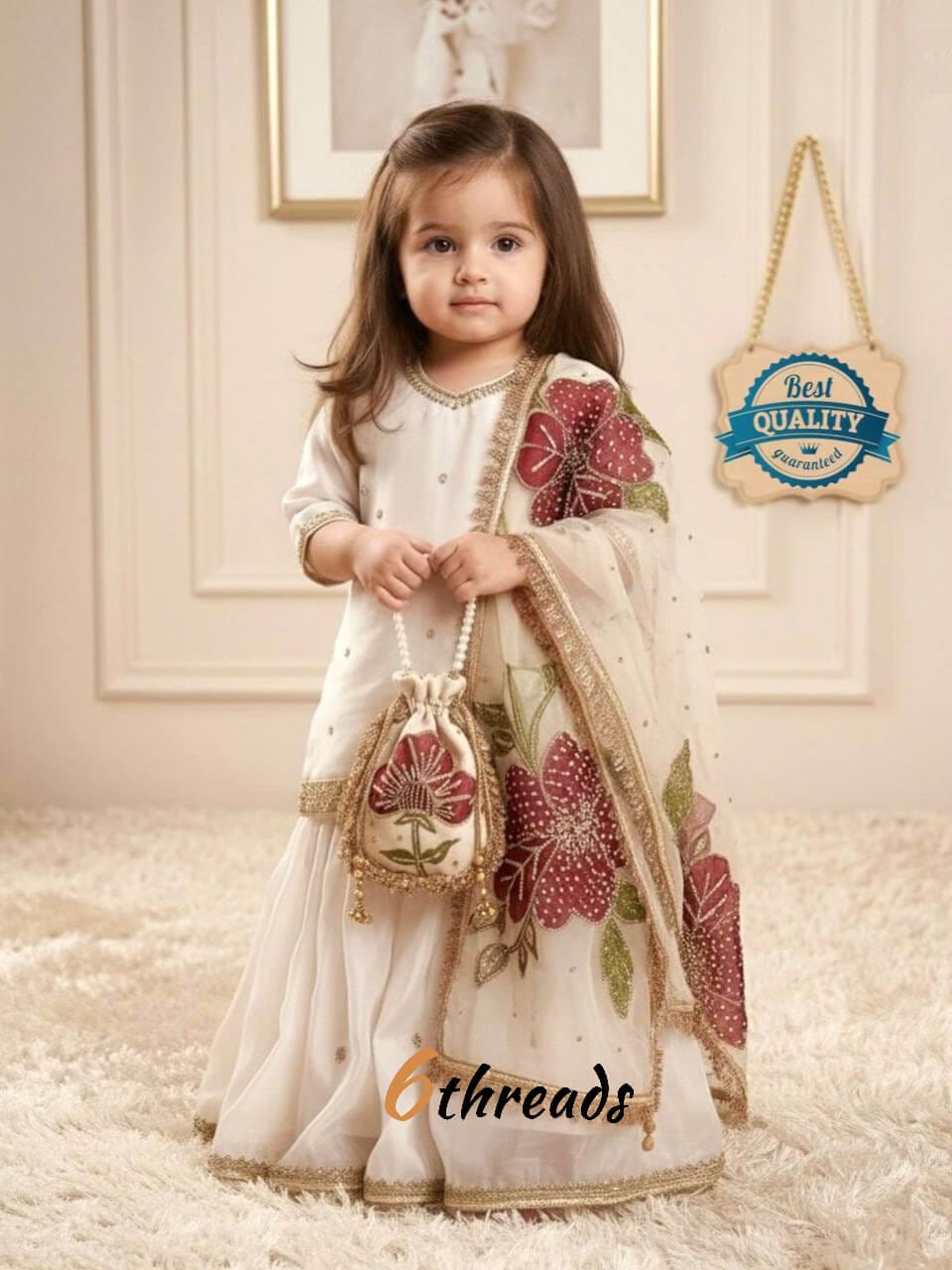 Pristine White Silk Sharara Set with Organza Dupatta