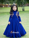 Royal Blue Festive Velvet Gown with Sequence Embroidery