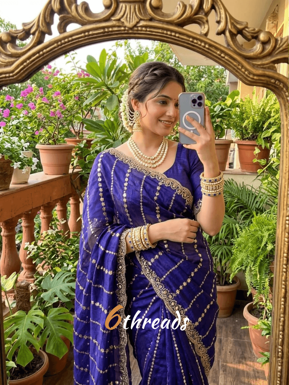 Fendy Satin Leheriya Saree with Hand Cutdana Work & Unstitched Blouse