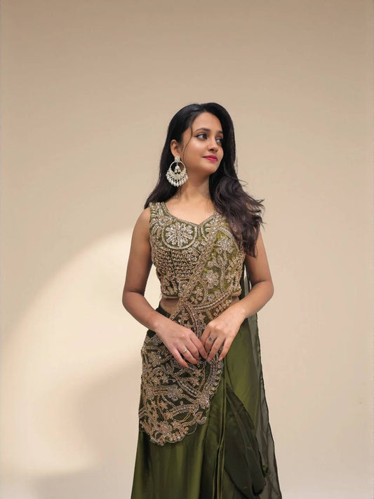 Royal Fusion Rangoli Silk Lehenga Saree