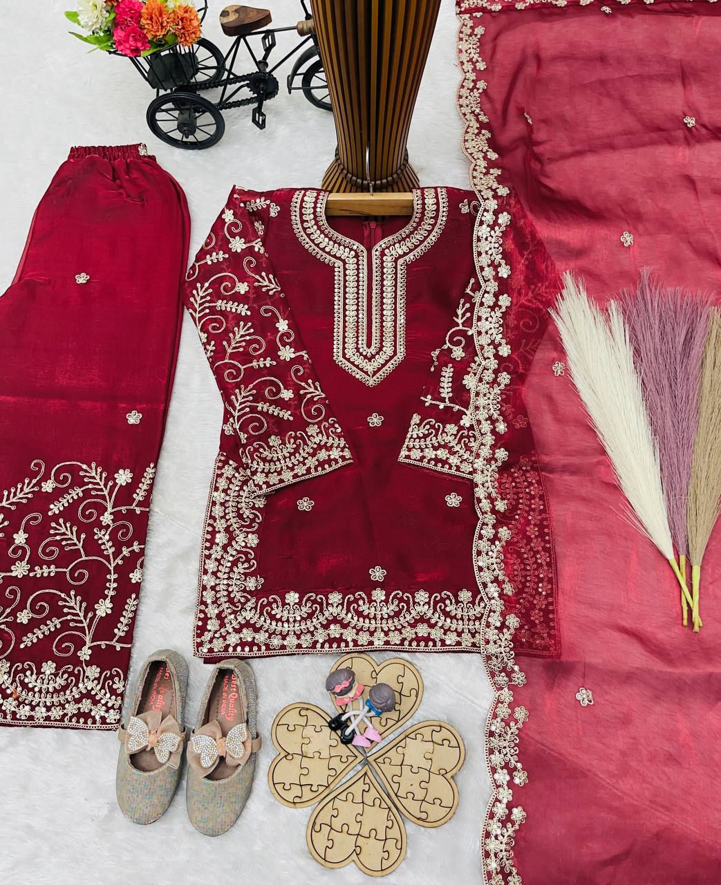 Royal Kids’ GMY Silk Sharara Set with Dori Embroidery