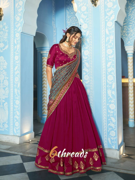 Royal Vichitra Silk Lehenga with 4-Meter Can-Can Flair