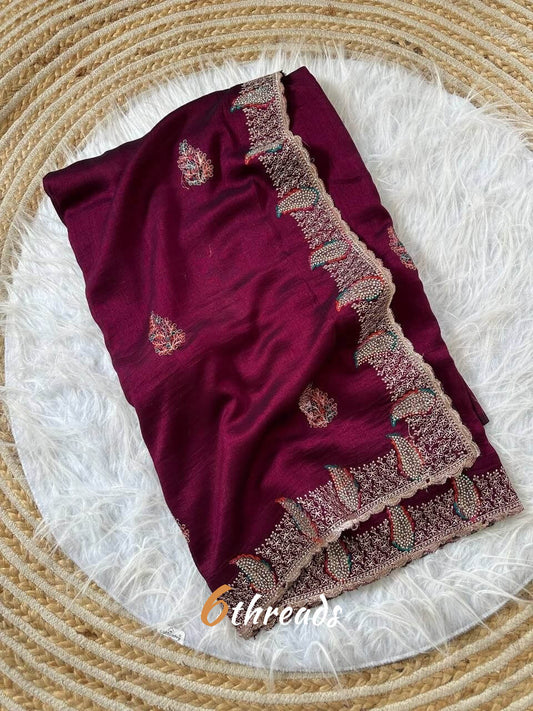 Premium Soft Silk Saree with Heavy Jarkhan Border & Stitched Blouse