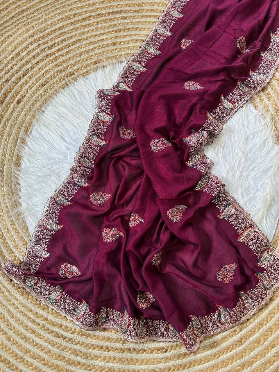 Premium Soft Silk Saree with Heavy Jarkhan Border & Stitched Blouse