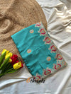 Premium Soft Silk Georgette Saree with Viscose Embroidery, Original Jarkhan Diamonds & Unstitched Blouse