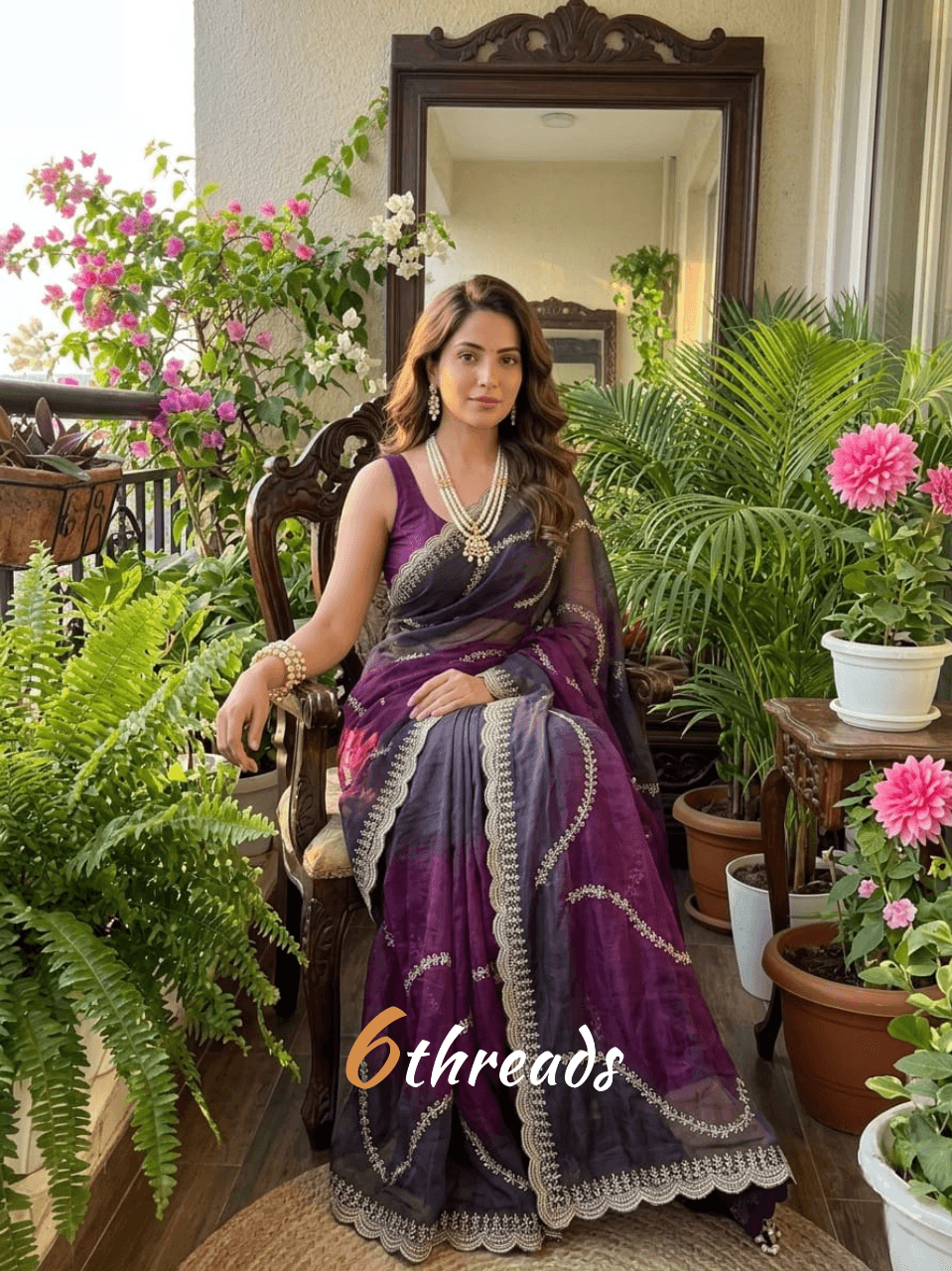 Vahina Fendy Chiffon Leheriya Saree with Ready-to-Wear Unstitched Blouse