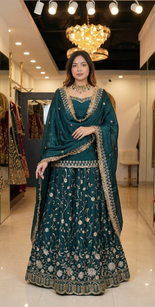 New Premium Quality With Embroidery Sequence Worked Top-Plazzo And Dupatta Set Fully Stitched Ready To Wear