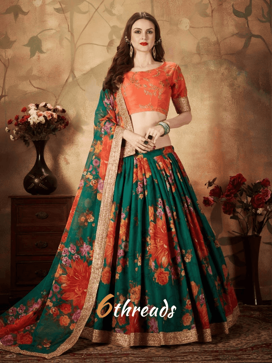 Floral Lehenga Choli with Embroidered Blouse