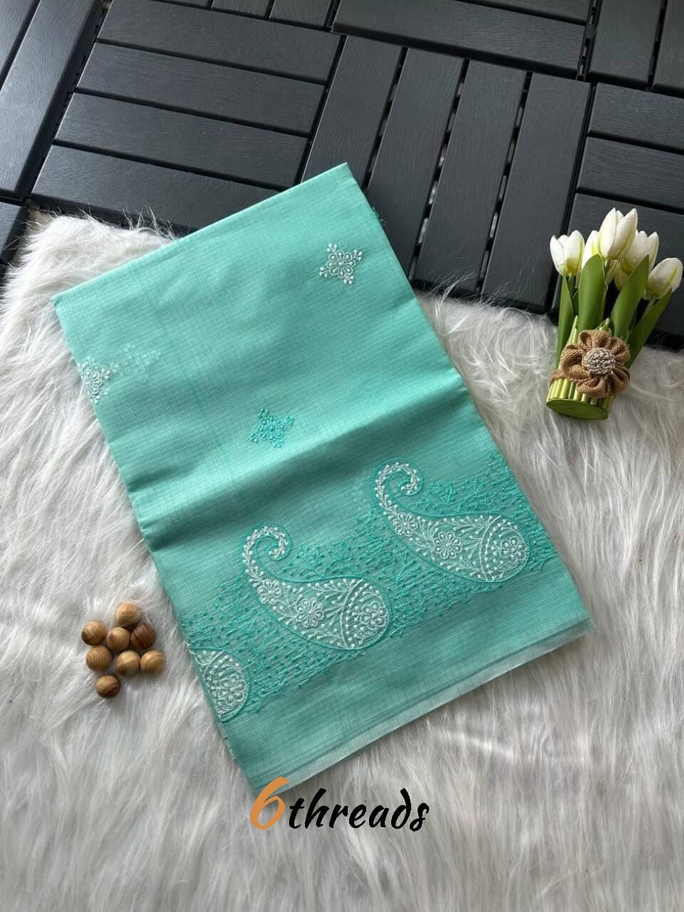 Premium Soft Doriya Saree with Paisley Embroidery & Stitched Blouse