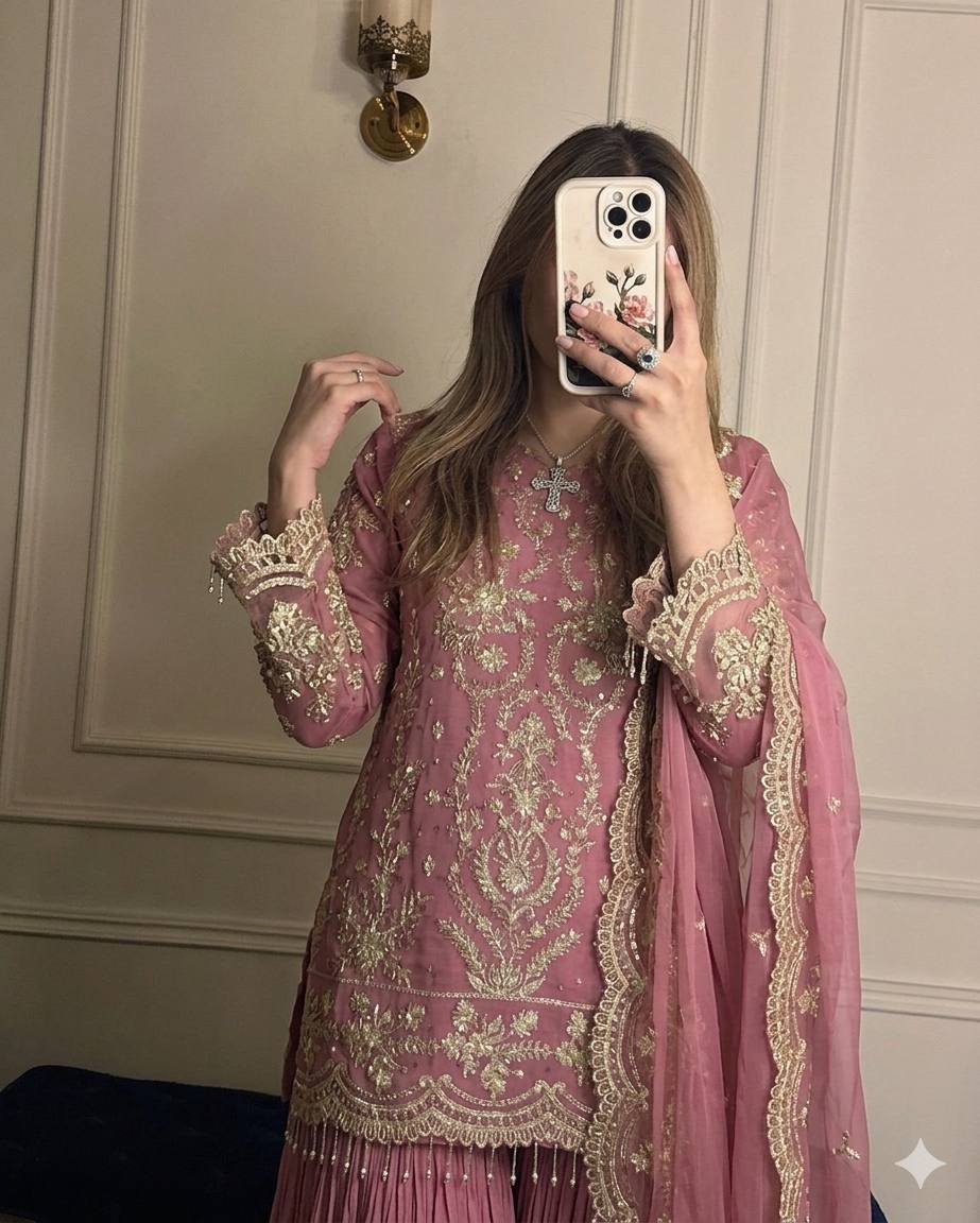 Designer Party Wear Top, Plazzo & Dupatta Set