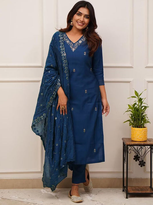 Designer Festive Wear Ethnic Kurta Suit with Gota-Patti & Floral Motifs
