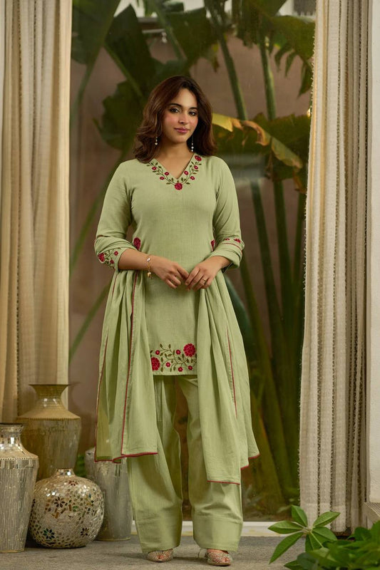Stylish Designer Punjabi Suit Set with Beautiful Neck & Hem Embroidery | Festive & Daily Wear
