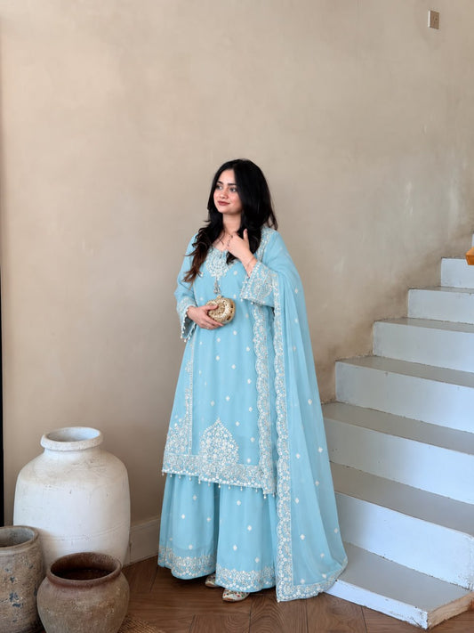 Elegant Ethnic Kurta Set with Heavy Embroidery Work for Women & Girls | Party & Wedding Wear