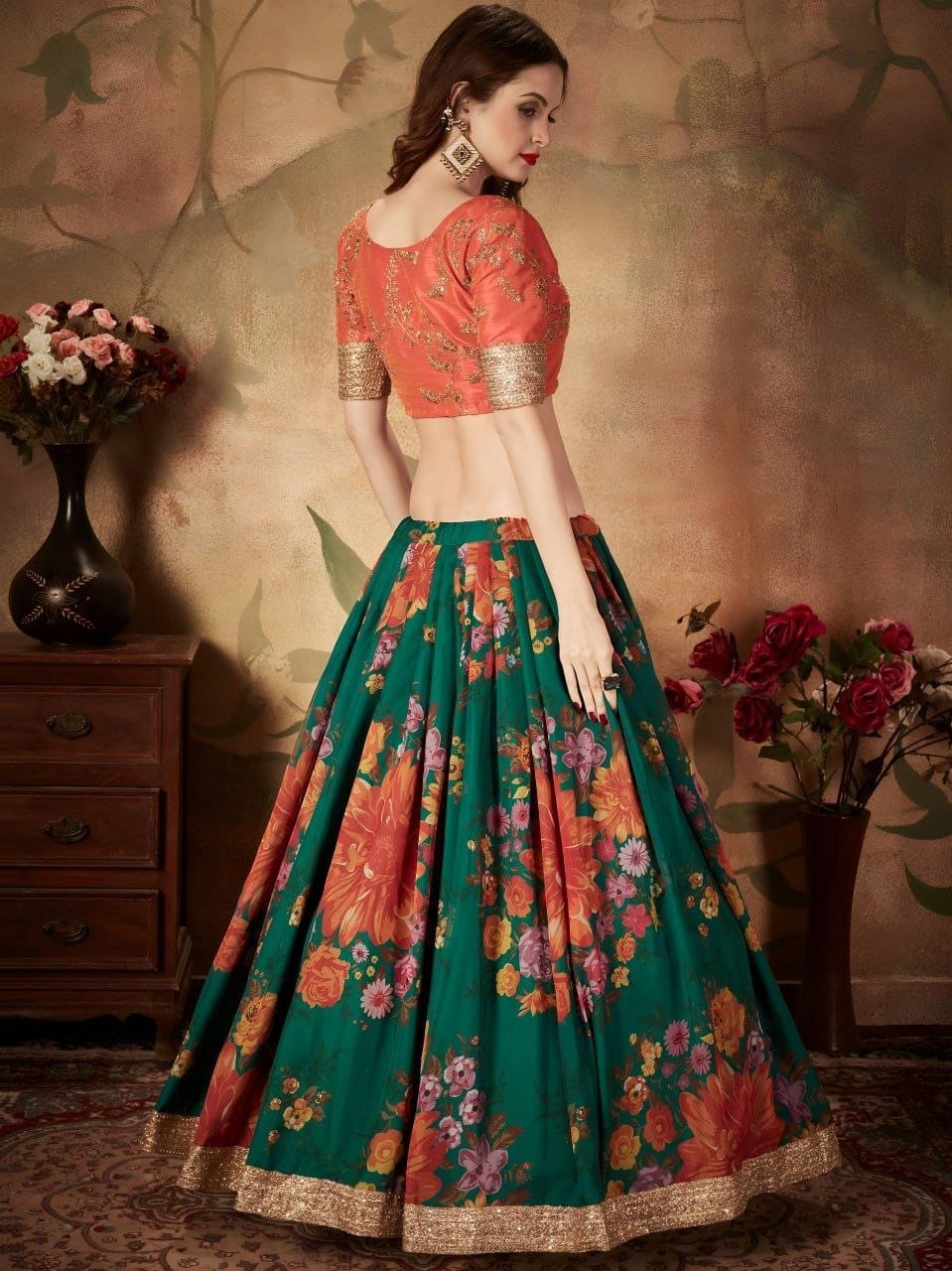 Floral Lehenga Choli with Embroidered Blouse