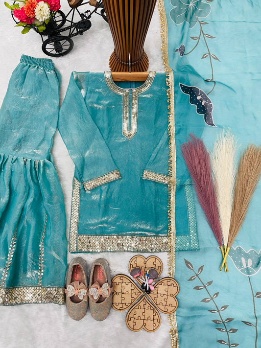 Designer Fendi Silk Sharara Set - Sequence & Digital Print