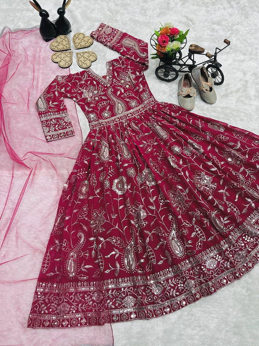 Kids’ Heavy Georgette Festive Gown with Sequence Work