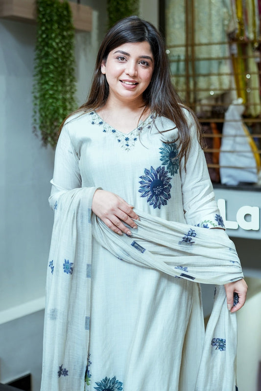 Premium Summer Special Pure Lilan Suit, Maharaja Pant & Printed Dupatta Set