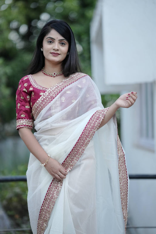 Premium Banarasi Jari Weave Crush Saree with Heavy Embroidered Blouse