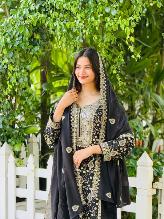 Exclusive Party Wear Black Ethnic Sharara Outfit for Women