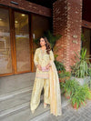 Designer Party Wear Japan Satin Top, Farshi Palazzo & Dupatta Set