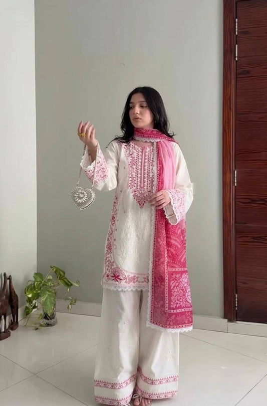 Đěsigner Party Wear Look Pur Satin Rayon Top & Farshi Palazzo With Dupatta set