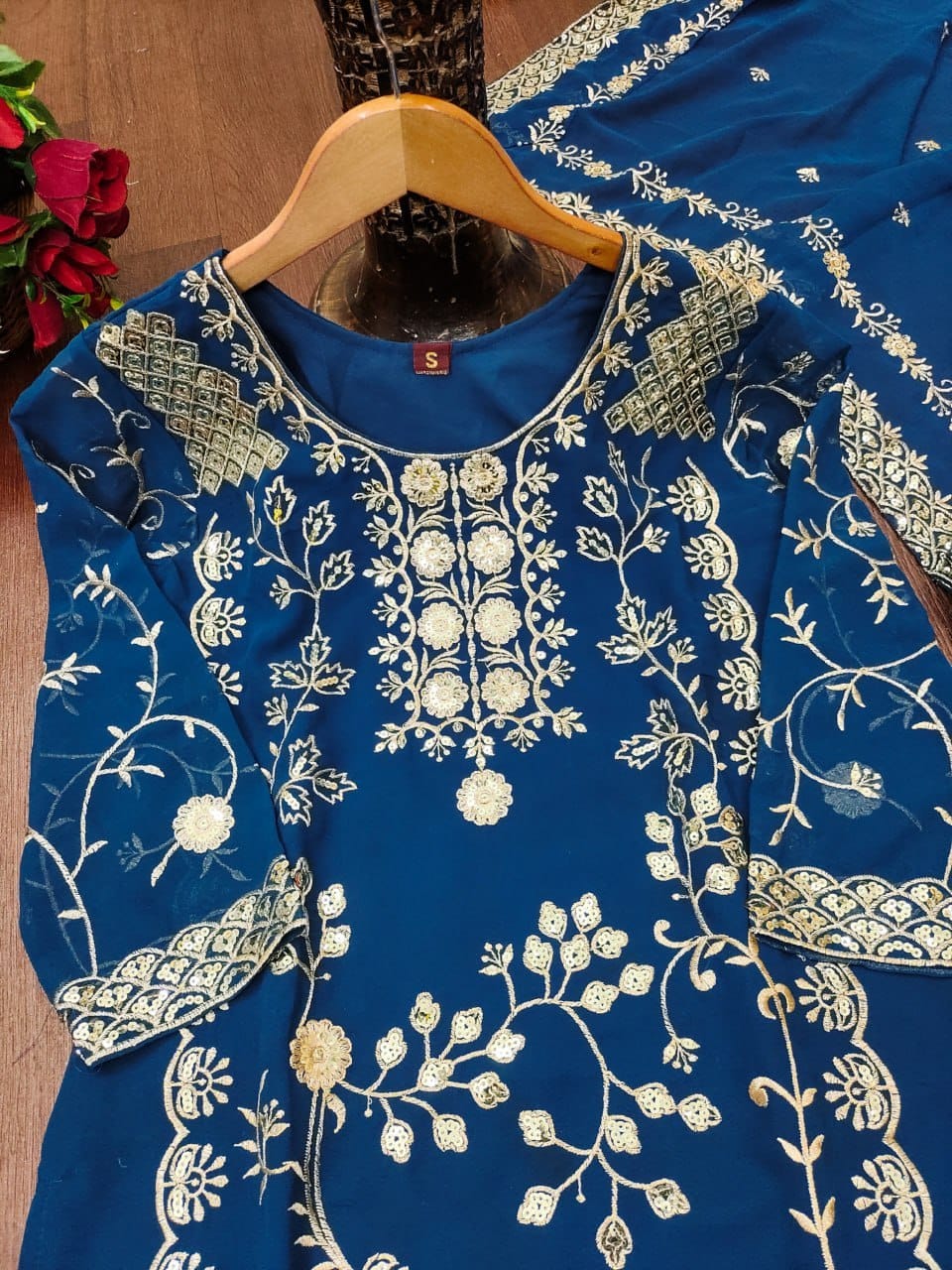 Premium Fox Georgette Sequence Sharara Suit Set with Front & Back Work | 4 Elegant Colors