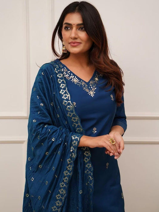 Designer Festive Wear Ethnic Kurta Suit with Gota-Patti & Floral Motifs