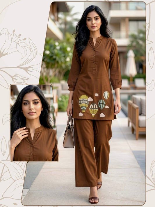 Hot Air Balloon: Trending Embroidery Kurti & Plazzo Set