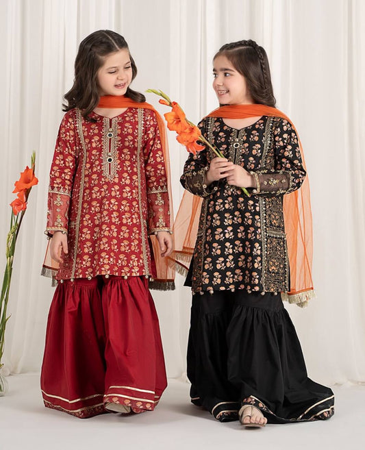 Kids’ Digital Print Chinon Sharara Suit