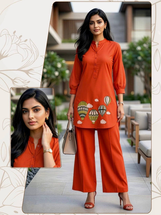 Hot Air Balloon: Trending Embroidery Kurti & Plazzo Set