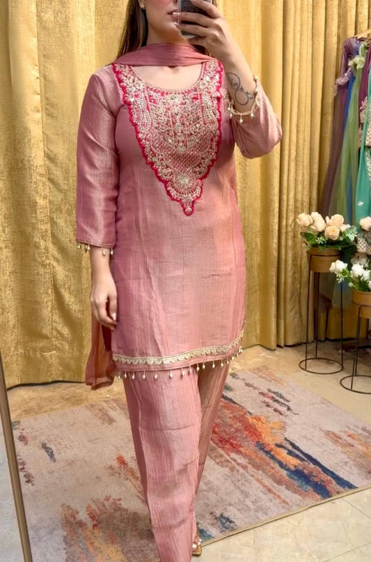 Festive Wear Ethnic 3-Piece Suit Collection with Intricate Zari Work & Tassels