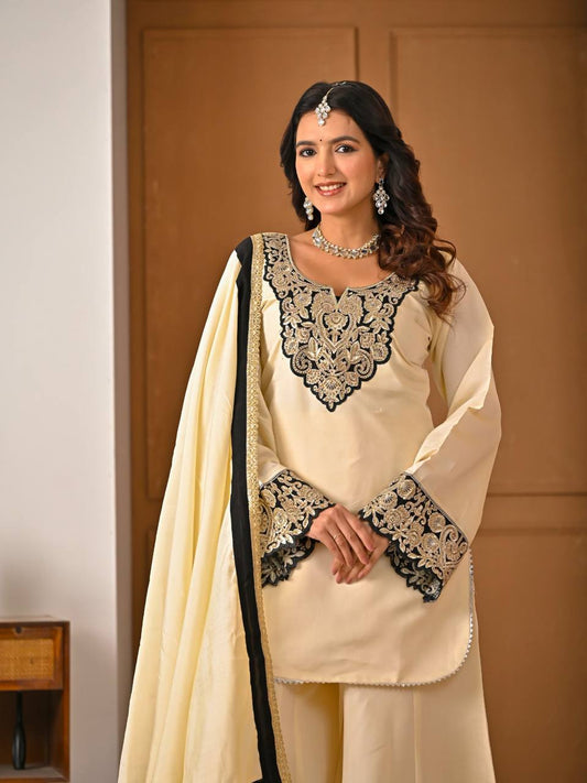 Designer Party Wear Look Top Sharara Plazzo  and Dupatta